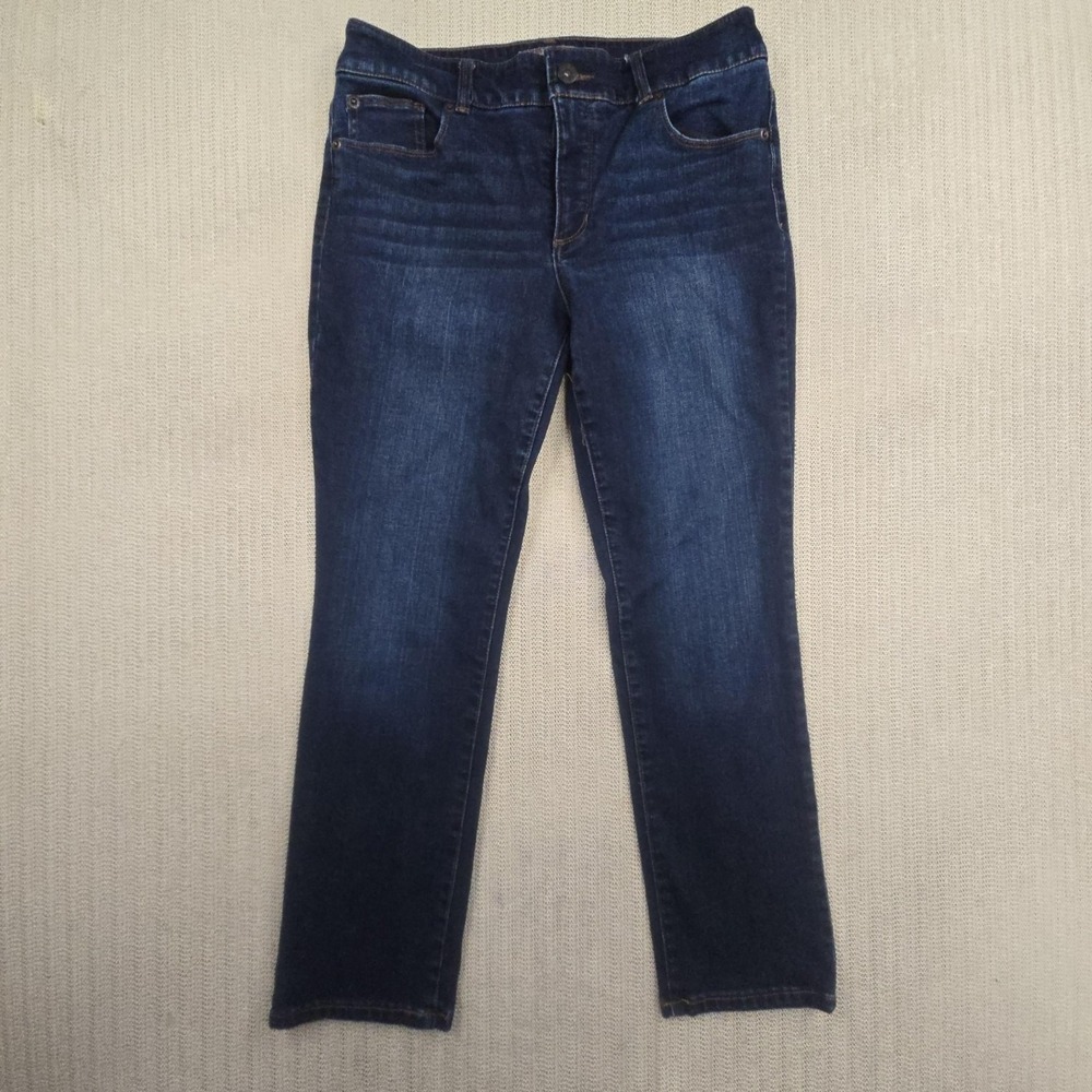 Chico's Jeans Womens 0.5 Blue So Slimming Straight Stretch Dark Wash Denim Pants